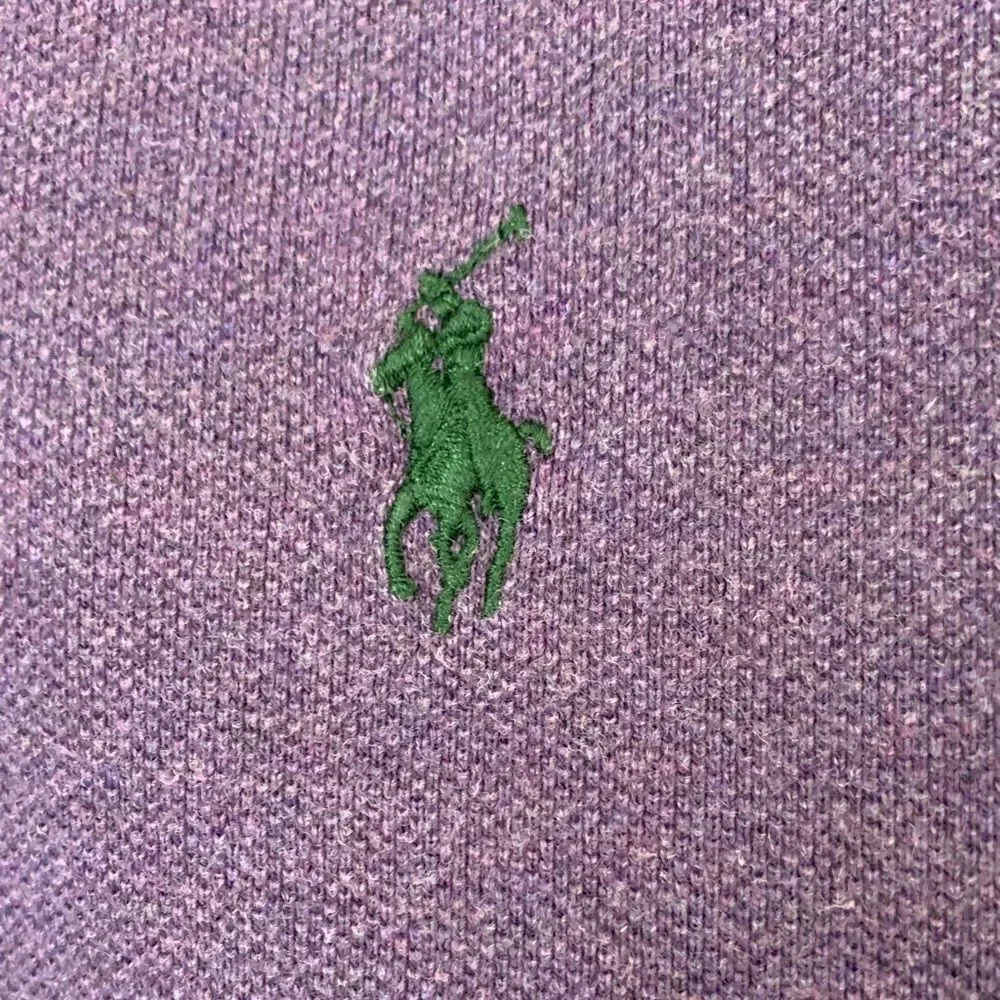 Polo Ralph Lauren Men's Purple Polo Shirt Green Logo Size L